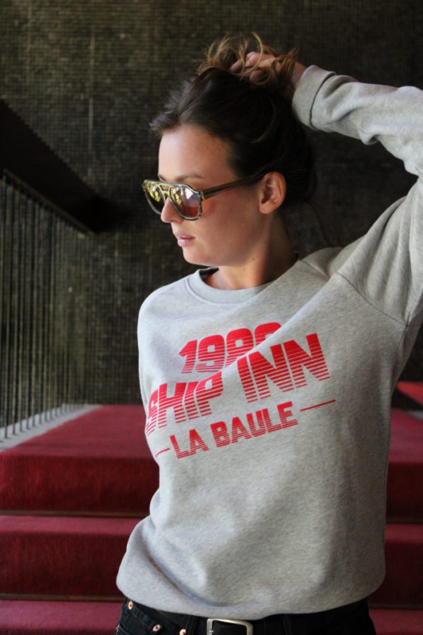 Pull Ship Inn Gris Chiné Velour Rouge – Image 2